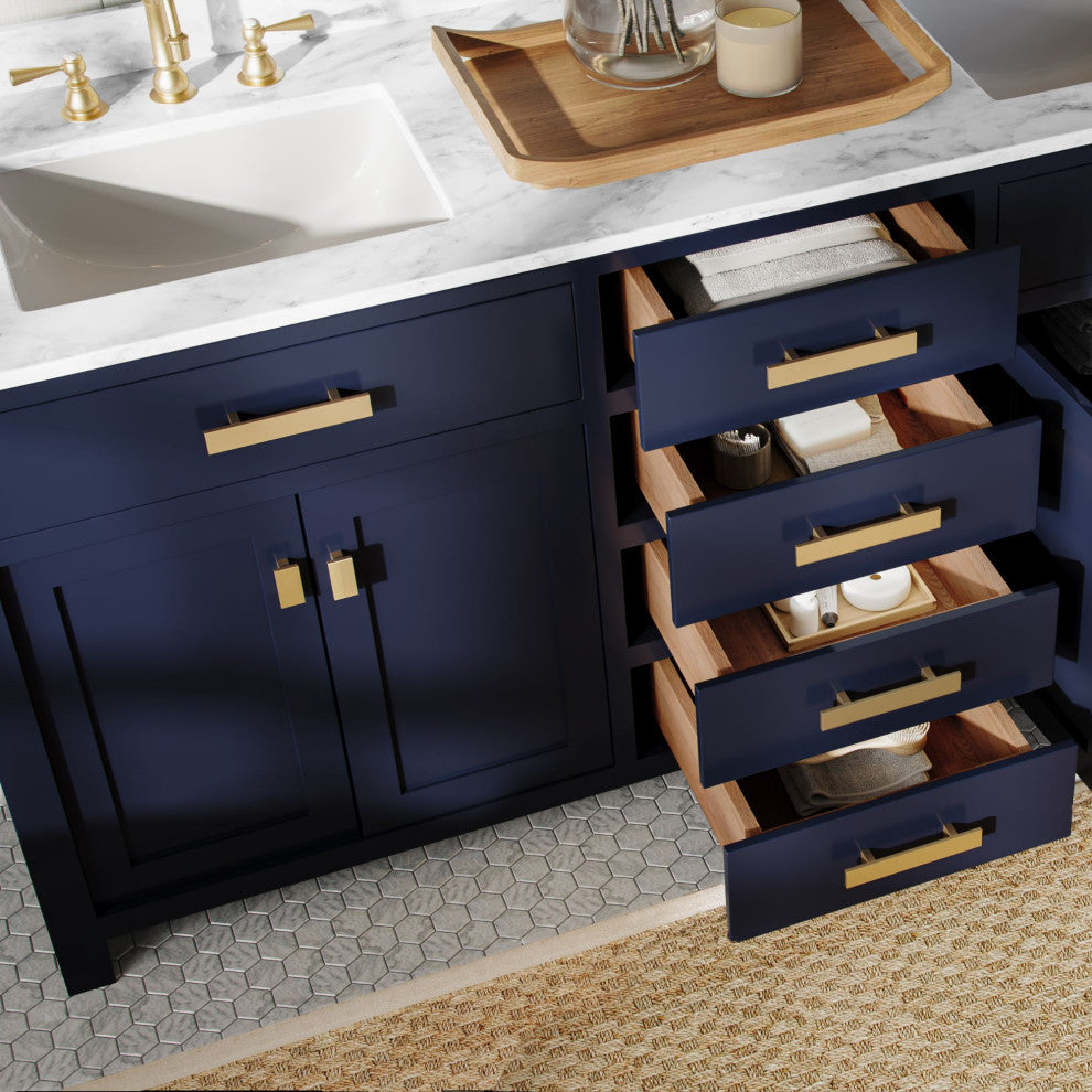 The Savoy Bathroom Vanity, Monarch Blue, 72", Double, With Mirror, Without Faucets, Freestanding