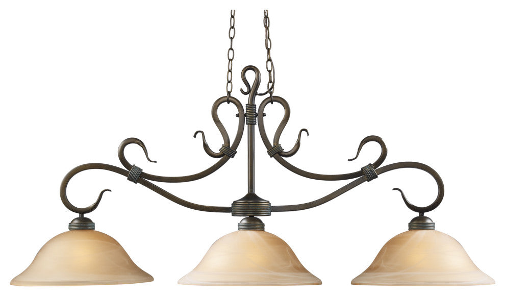 ELK LIGHTING 248-Va Buckingham 3-Lt Linear In Vintage Antique W/Amber Gl
