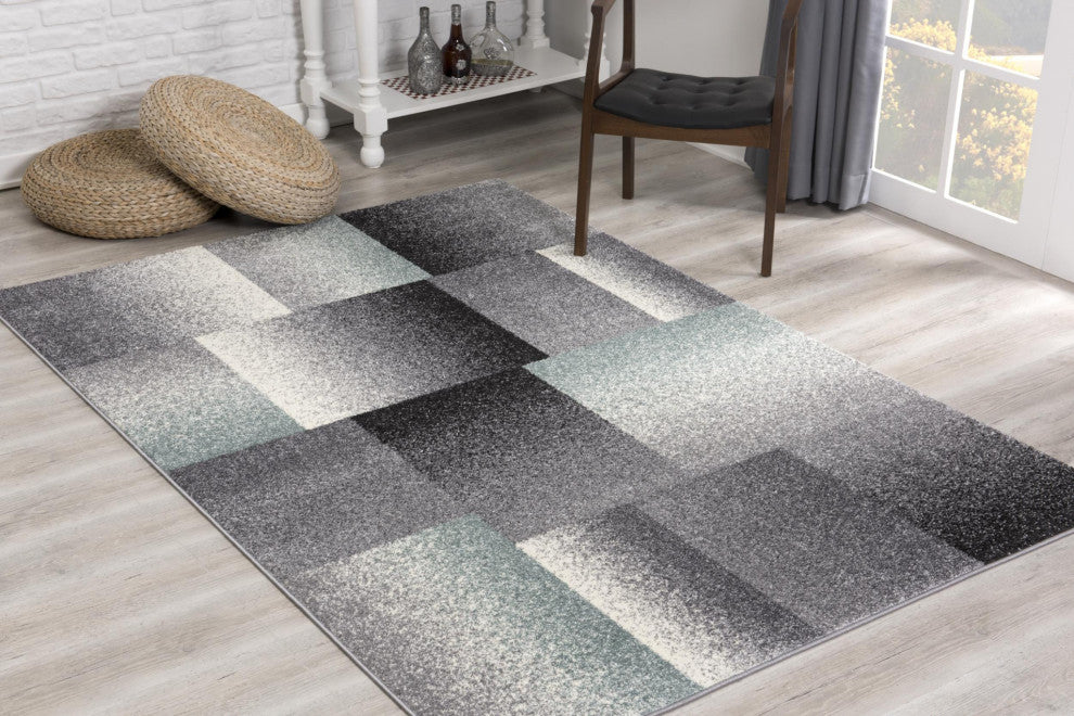 5'x8" Gray Modern Geometric Area Rug