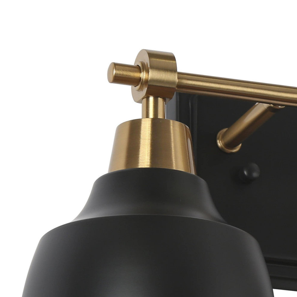 LNC 4-Light Modern Matte Black & Polished Gold Dome Vanity Lights for Bathroom, 2 Lights