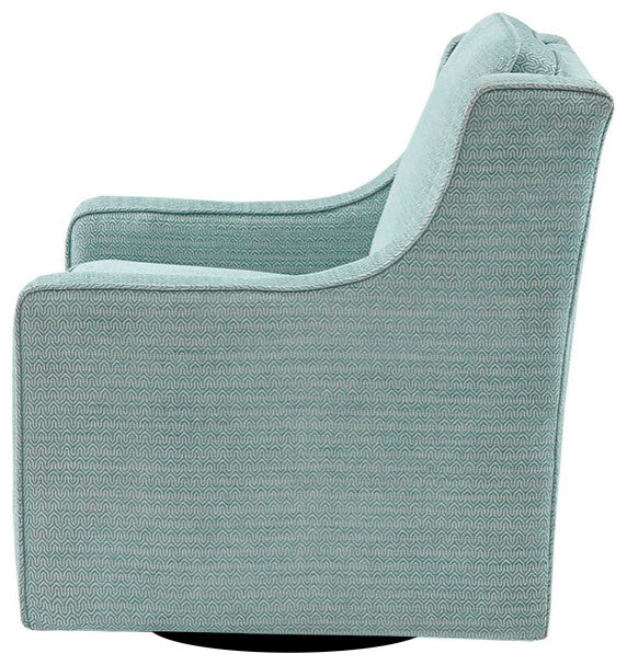 Madison Park Harris Transitional Patterned Swivel Lounge Chair, Aqua Blue