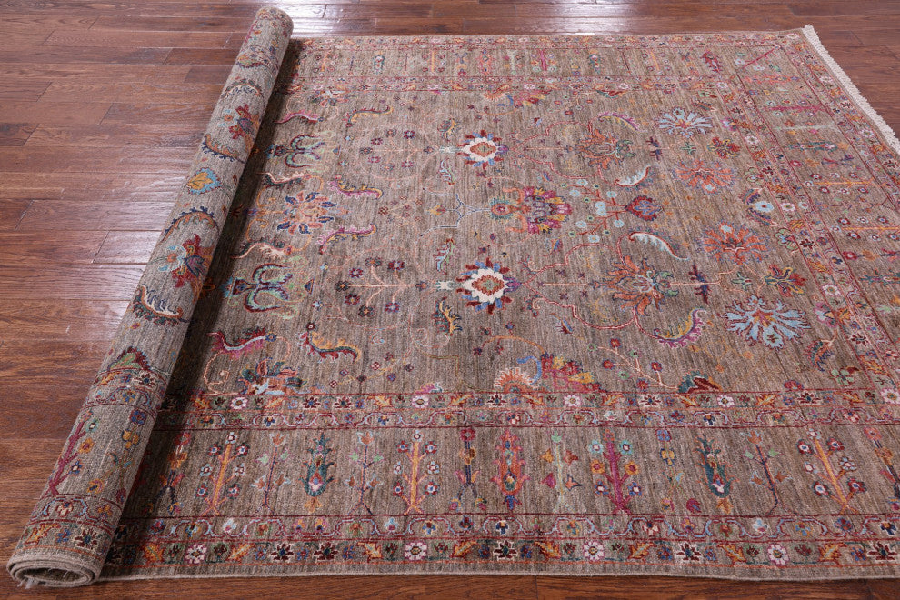 6' 8" X 9' 9" Hand-Knotted Persian Tabriz Wool Rug Q10059