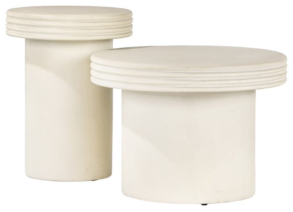 Grecia Outdoor End Table Set-White