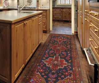 Fine Vintage Distressed Dream Navy/Brown Runner, 3'10x11'8