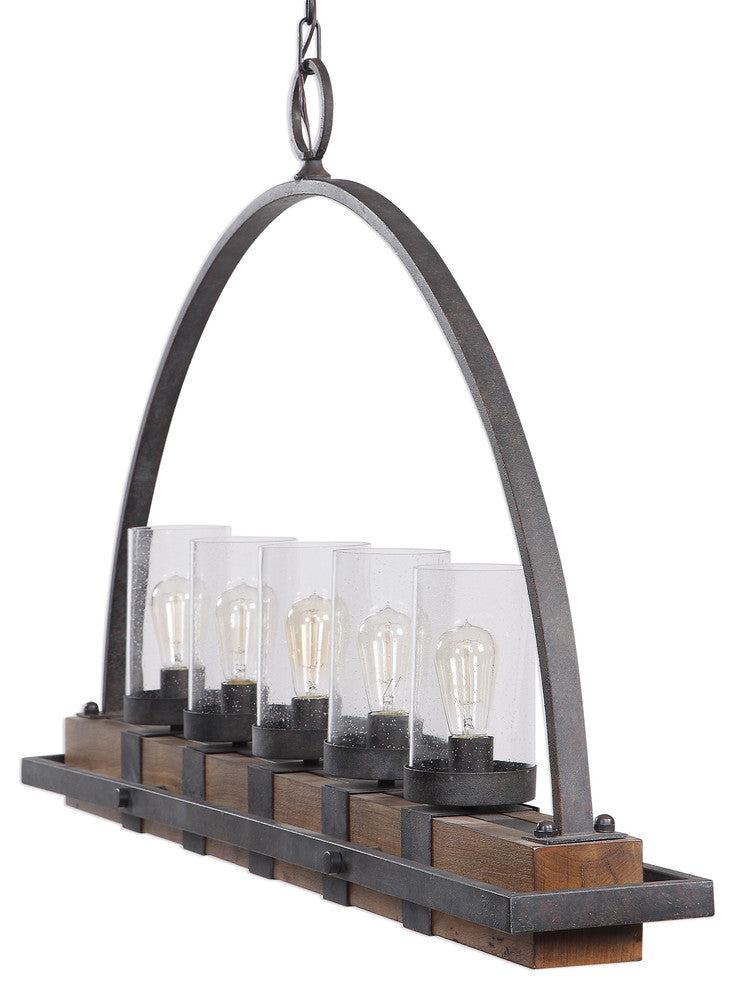 Atwood 5 Light Rustic Linear Chandelier