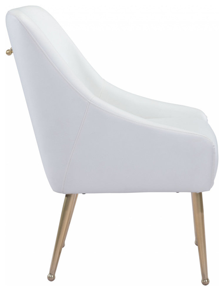 Gold and White Faux Leather Comfy Armchair