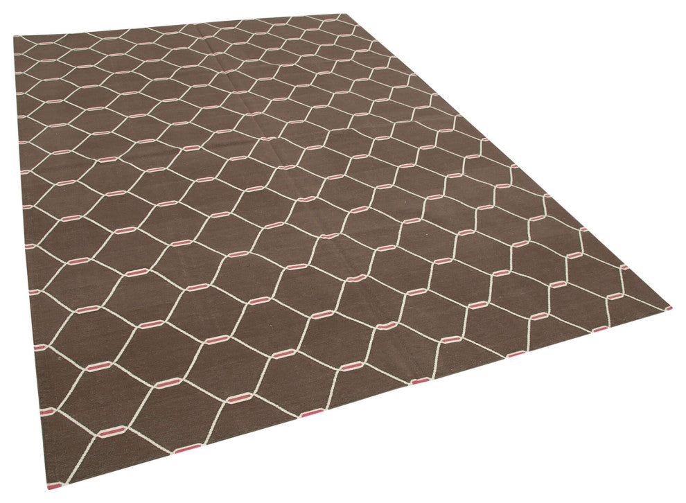 Rug N Carpet - Handmade Wool 6' 3'' x 8' 11'' Modern Design Dhurrie Kilim Rug