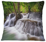Waterfall Huai Mae Kamin Landscape Printed Throw Pillow, 16"x16"