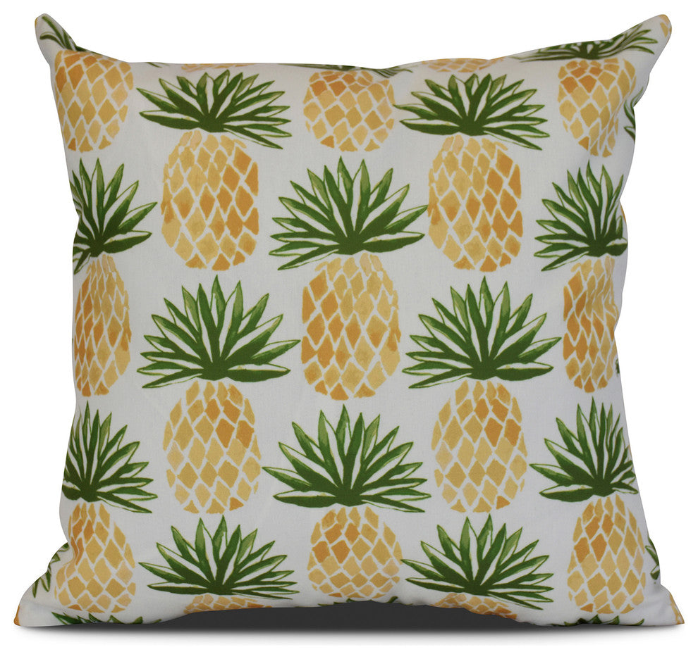 18x18", Pineapple Stripes, Geometric Print Outdoor Pillow, Green