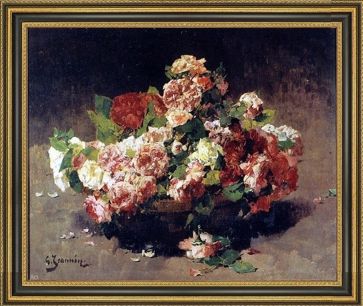 Georges Jeannin Bouquet de Roses Framed Premium Canvas Print, 16"x20"