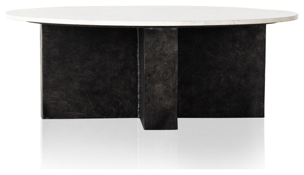 Terrell Round Coffee Table-Plsh White