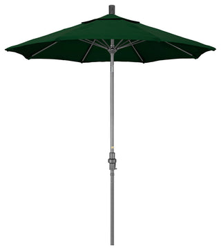 7.5' Grey Collar Tilt Lift Fiberglass Rib Aluminum Umbrella, Pacifica, Hunter Green