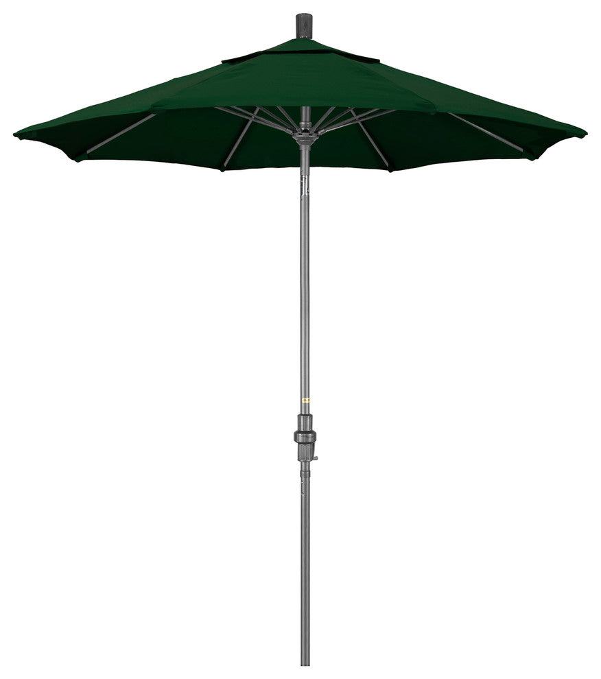 7.5' Grey Collar Tilt Lift Fiberglass Rib Aluminum Umbrella, Pacifica, Hunter Green
