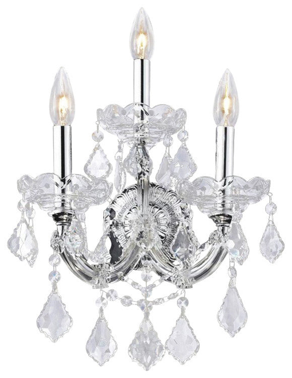 Elegant Maria Theresa Wall Sconce, Chrome Finish With Royal Cut Crystal