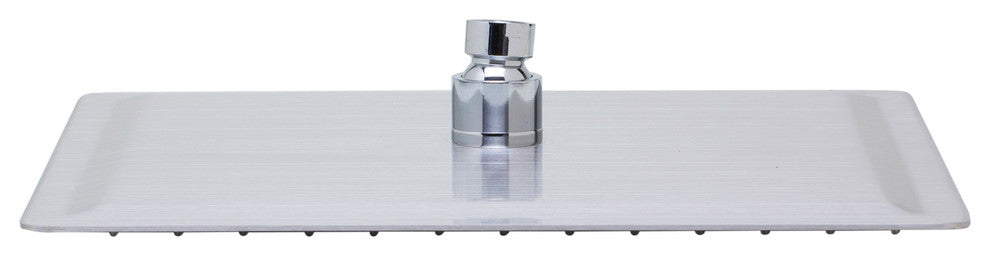 Solid Ultra Thin Rain Shower Head, Brushed Stainless Steel, 12", Square