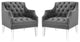 Armchair Accent Chair, Set of 2, Velvet, Gray, Modern, Lounge Hospitality