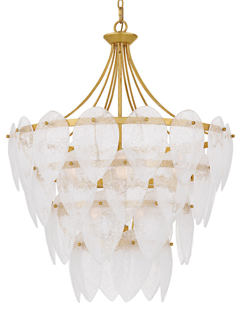 Quoizel QP6766 Lilestone 7 Light 28"W Waterfall Chandelier - Gold Leaf
