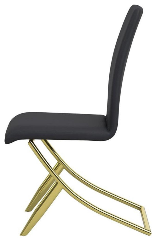 Coaster Chanel Upholstered Faux Leather Dining Chairs in Black