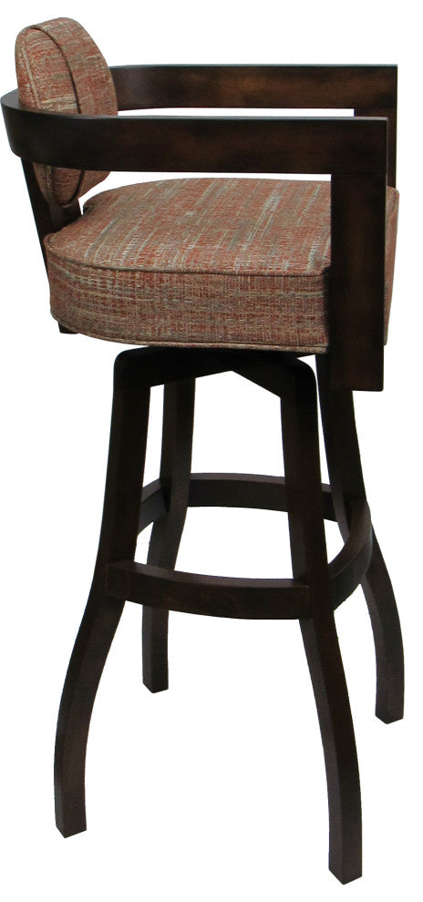 Swivel Wood Bar Stool Kadir Plus on S-Base, Watusi Madder - Dark Walnut, 34"