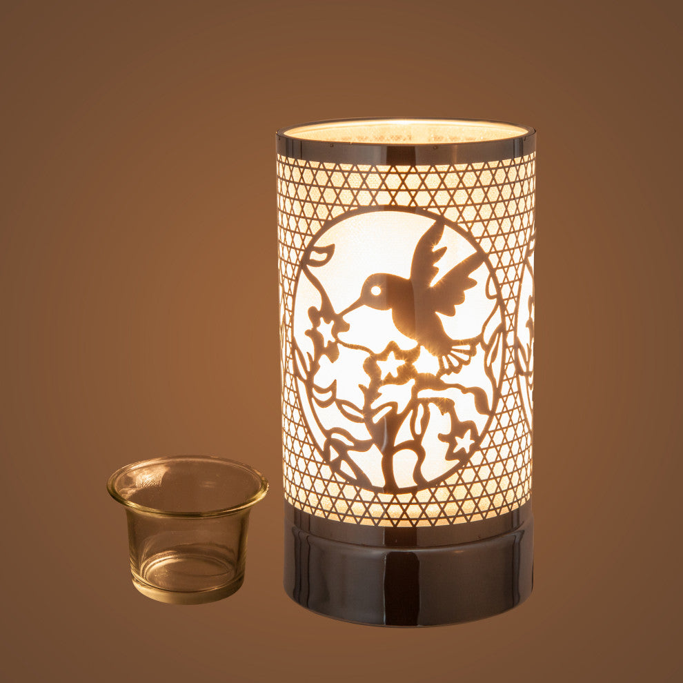 Touch Lamp - Wax Warmer- Oil Burner - Table Decoration -  Hummingbird, Silver