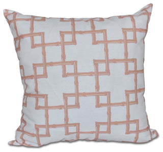 Bamboo 2, Geometric Print Pillow, Coral, 18"x18"