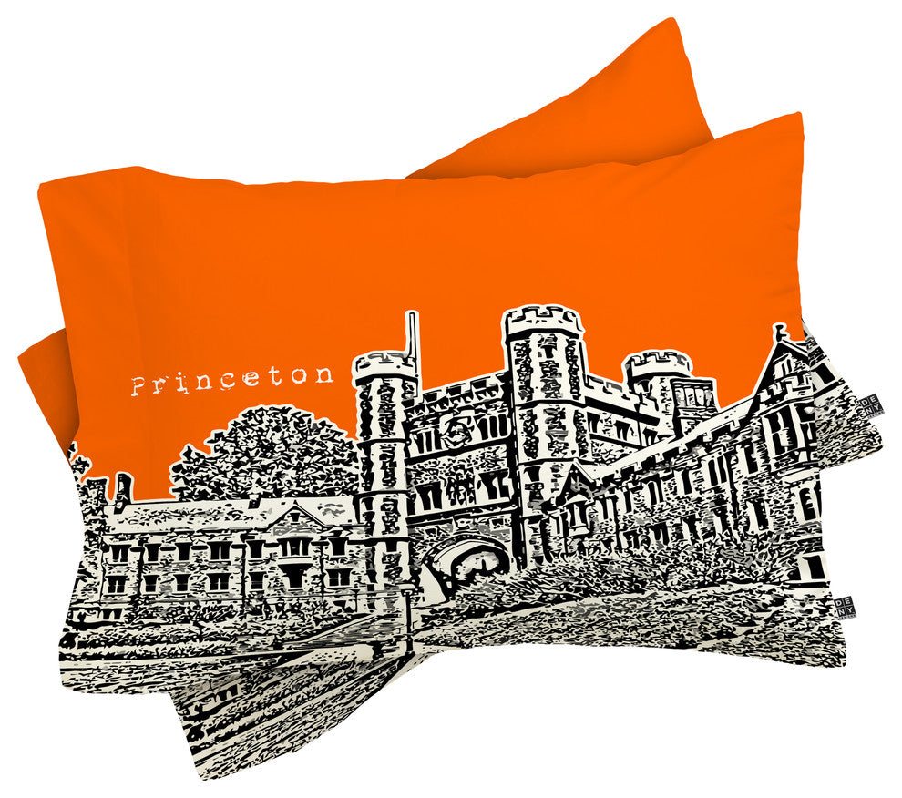 Deny Designs Bird Ave Princeton University Orange Pillow Shams, Queen