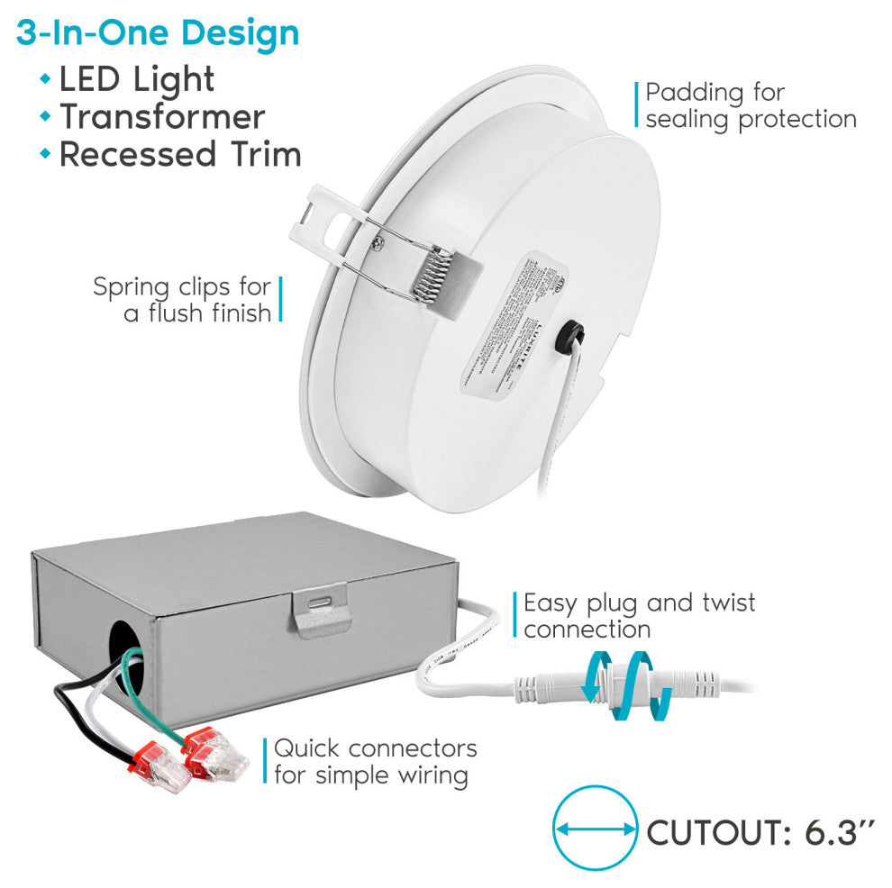 Luxrite 6" Gimbal LED Recessed Light 5 CCT 15W 1400LM Dimmable