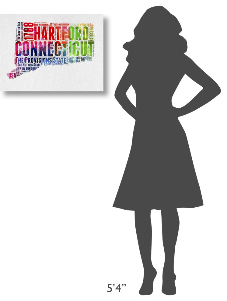 "Connecticut Watercolor Word Cloud" Fine Art Print