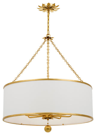 Broche 8 Light Chandelier, Antique Gold