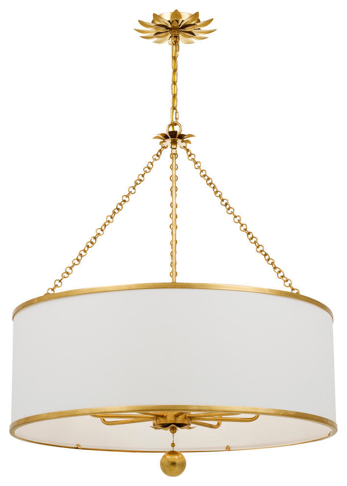 Broche 8 Light Chandelier, Antique Gold