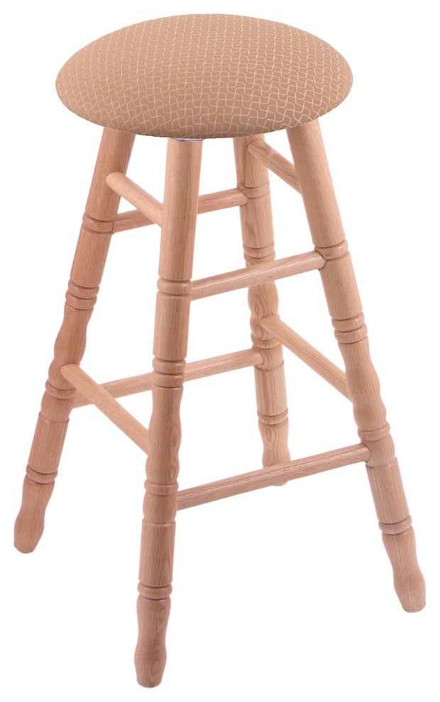 Holland Bar Stool, Oak Round Cushion Counter Stool, Turned Legs
