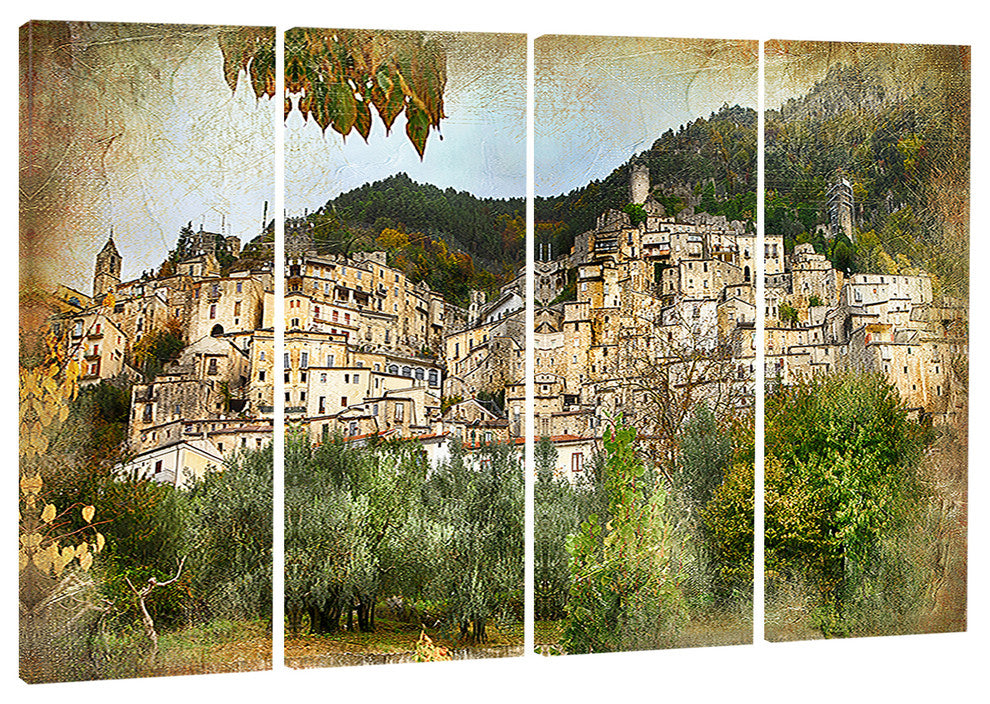 "Old Italian Villages" Canvas Print, 4 Panels, 48"x28"