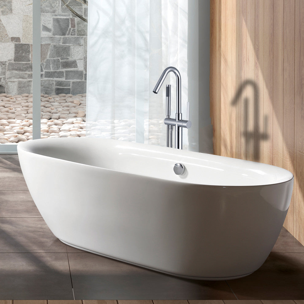 Givingtree Single Handle Floor Mounted Contemporary  Tub Faucet,Chrome