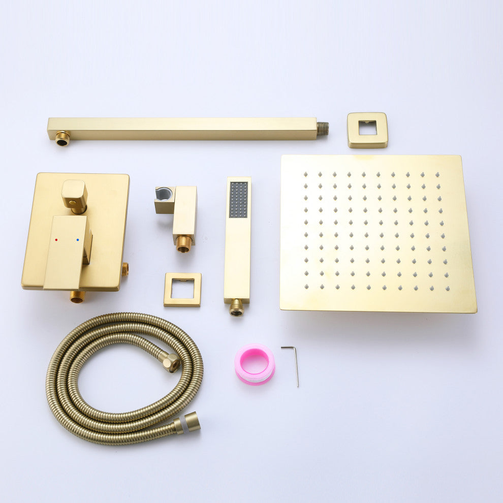 Pressure Balanced Rain Shower System with Hand Shower-Includes Rough-in Valve, B