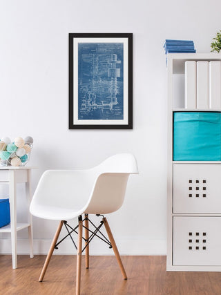 "Paper Clip 1899 Blueprint" Framed Painting Print