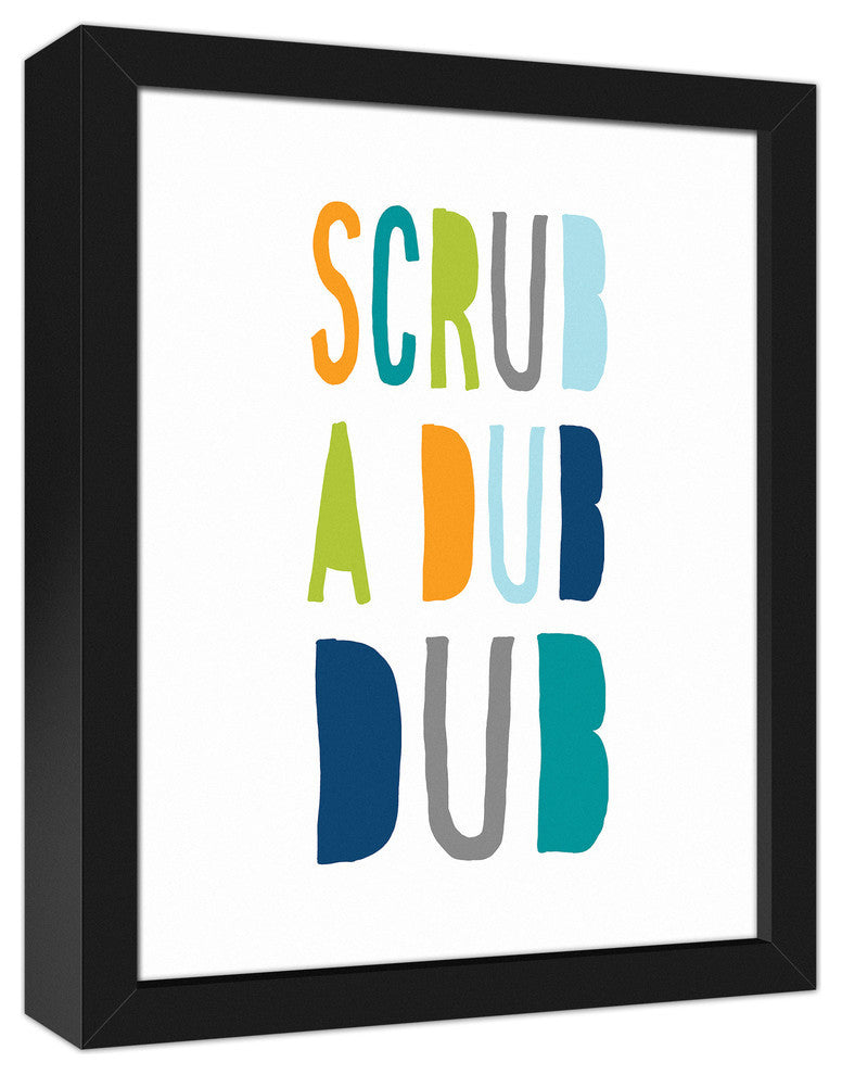 Scrub A Dub Dub Cool Tones Design 11x14 Black Framed Canvas