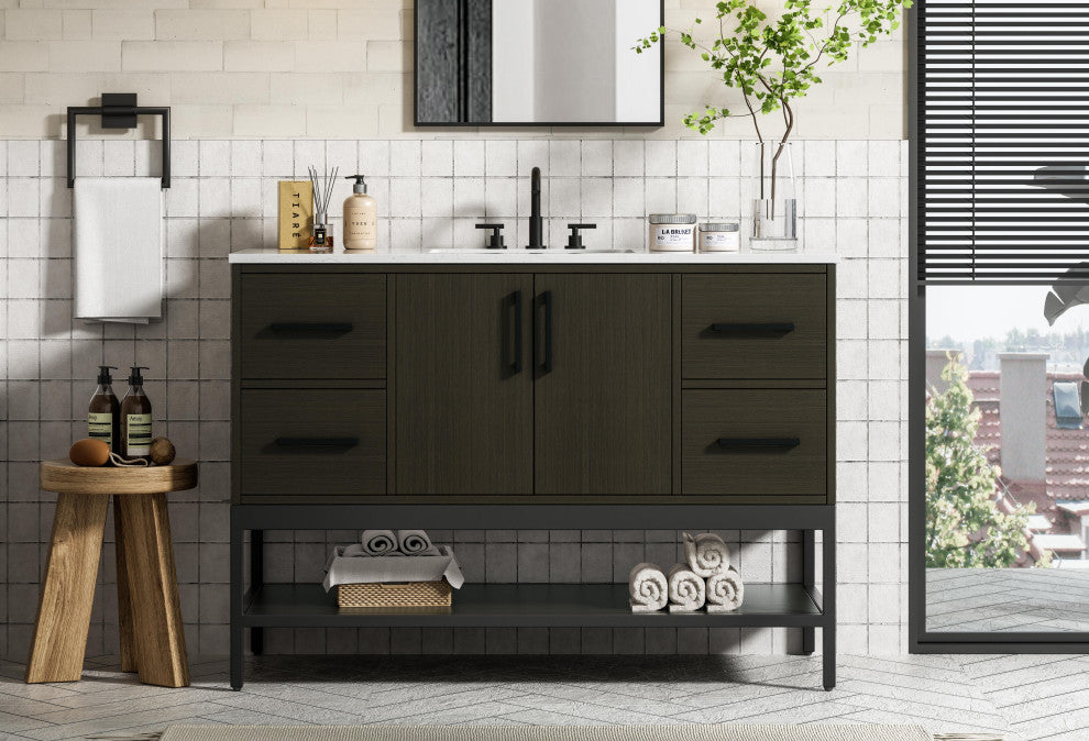 Home Living 48" Single Bathroom Vanity, Mocha Brown