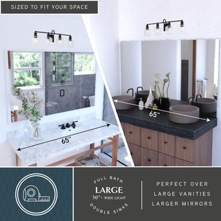 Northbrook 16" 2-Light Traditional Black Bathroom Vanity Fixture, Glass Shade, 4-Light