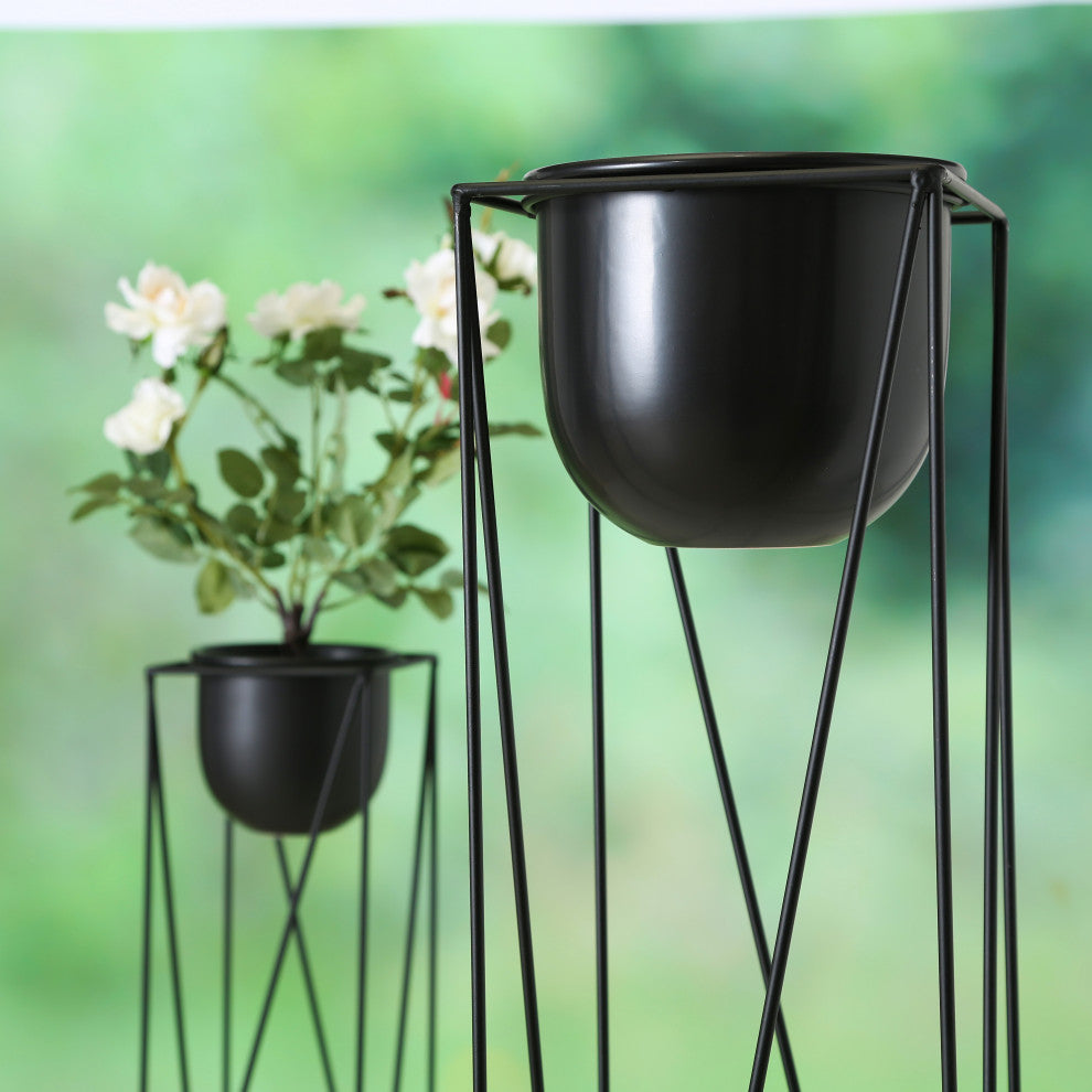 2 Piece Tall Plant Pots and Stand