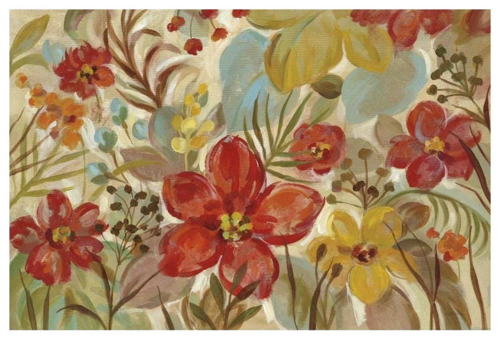 "Tropical Flowers" Digital Paper Print by Silvia Vassileva, 38"x26"