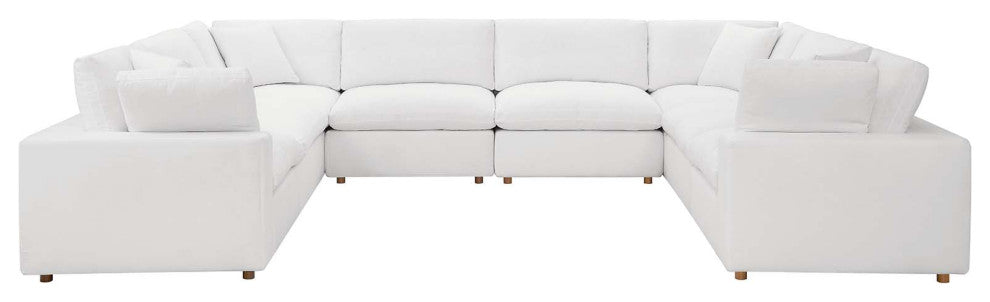 Modular Sectional Deep Sofa Set, White, Fabric, Modern, Lounge Cafe Hospitality