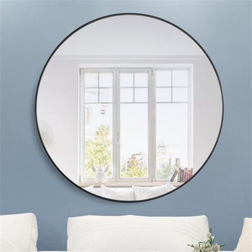 Elegant Decor Eternity 42" Round Metal Frame Mirror in Black