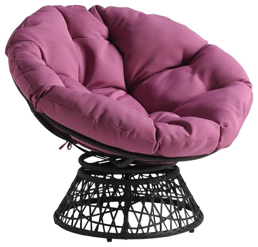 Papasan Chair with Purple cushion and Gray Wicker Resin Frame