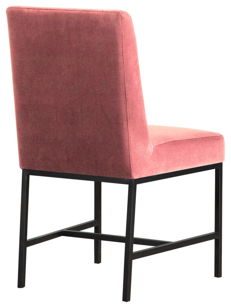 Napoli Pink Velvet and Black Leg Accent Dining Chair- Set of 2
