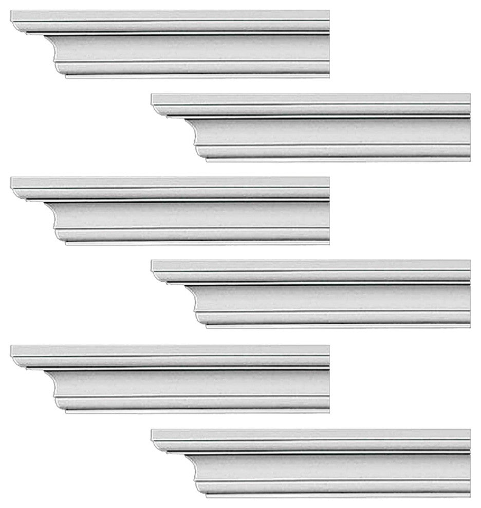 Cornice White Urethane Ipswich Simple Design 6 Pieces Totaling 564" Length