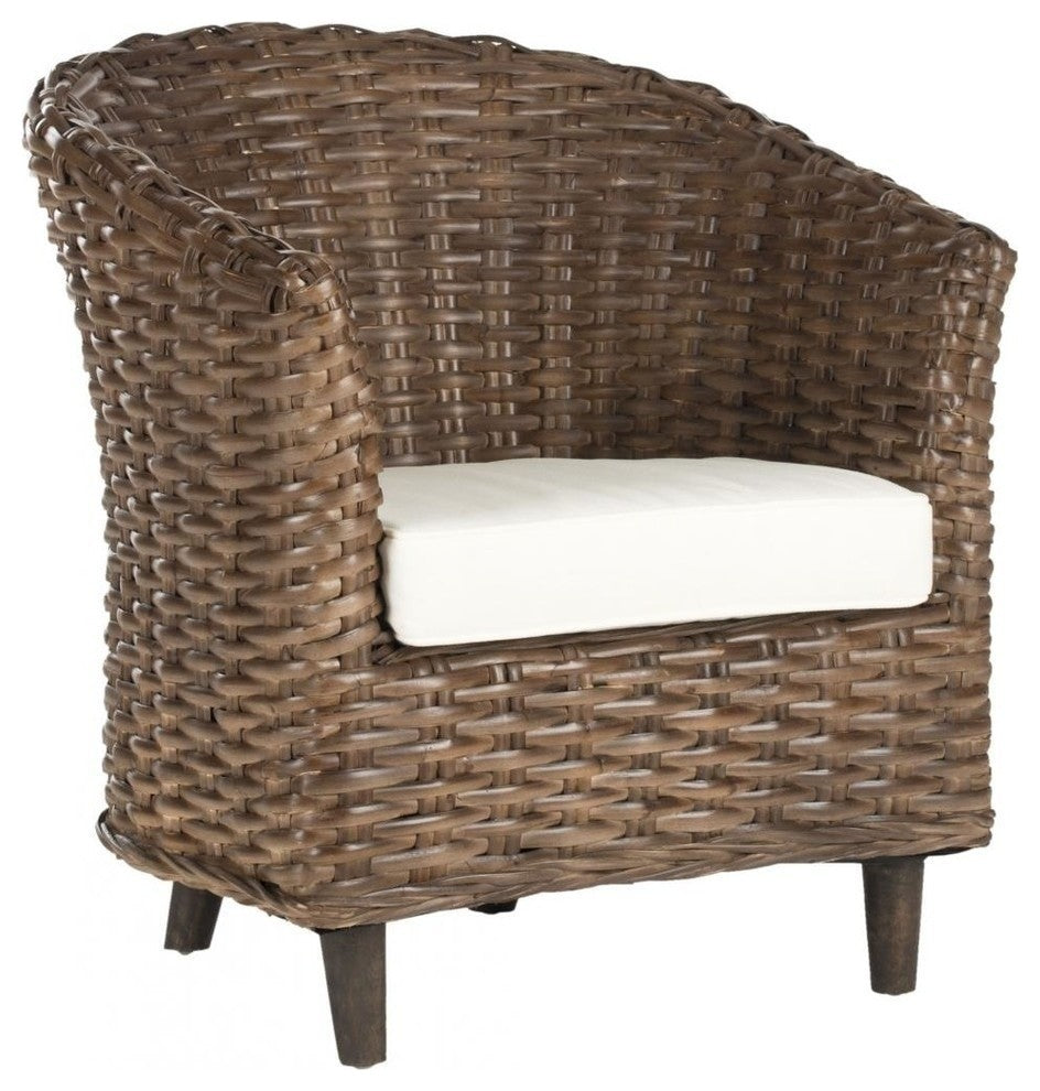 Safavieh Omni Rattan Barrel Chair, Brown Glaze