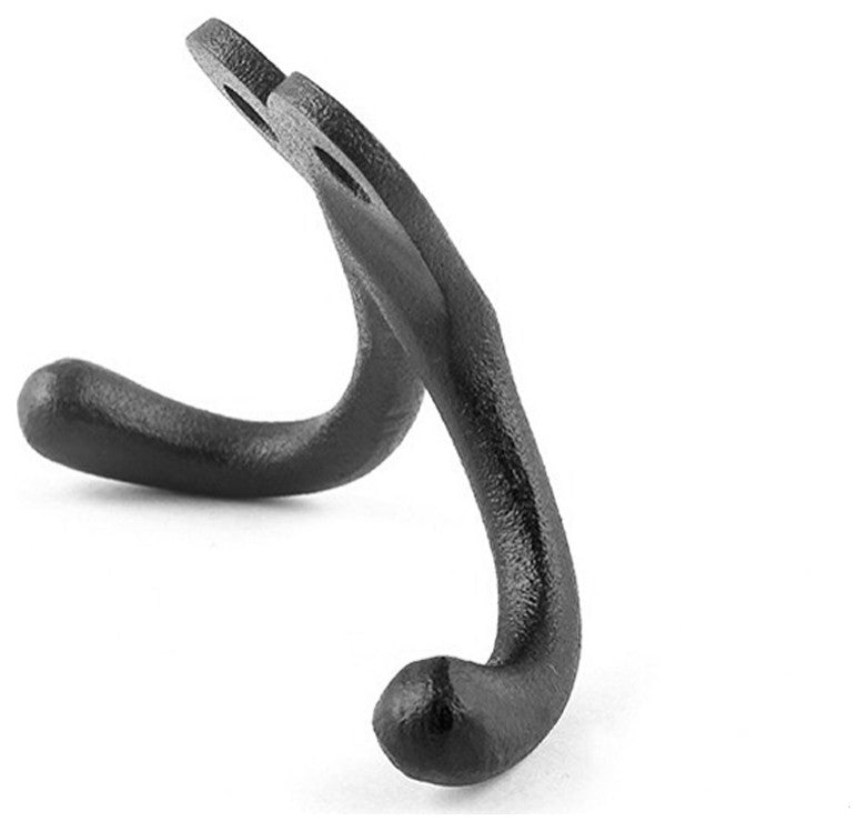 Double Wall Hook Black Cast Iron Hat and Coat Hook