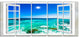 "Open Window To Wavy Ocean" Seashore Canvas Art, 5 Panels, 60"x28"