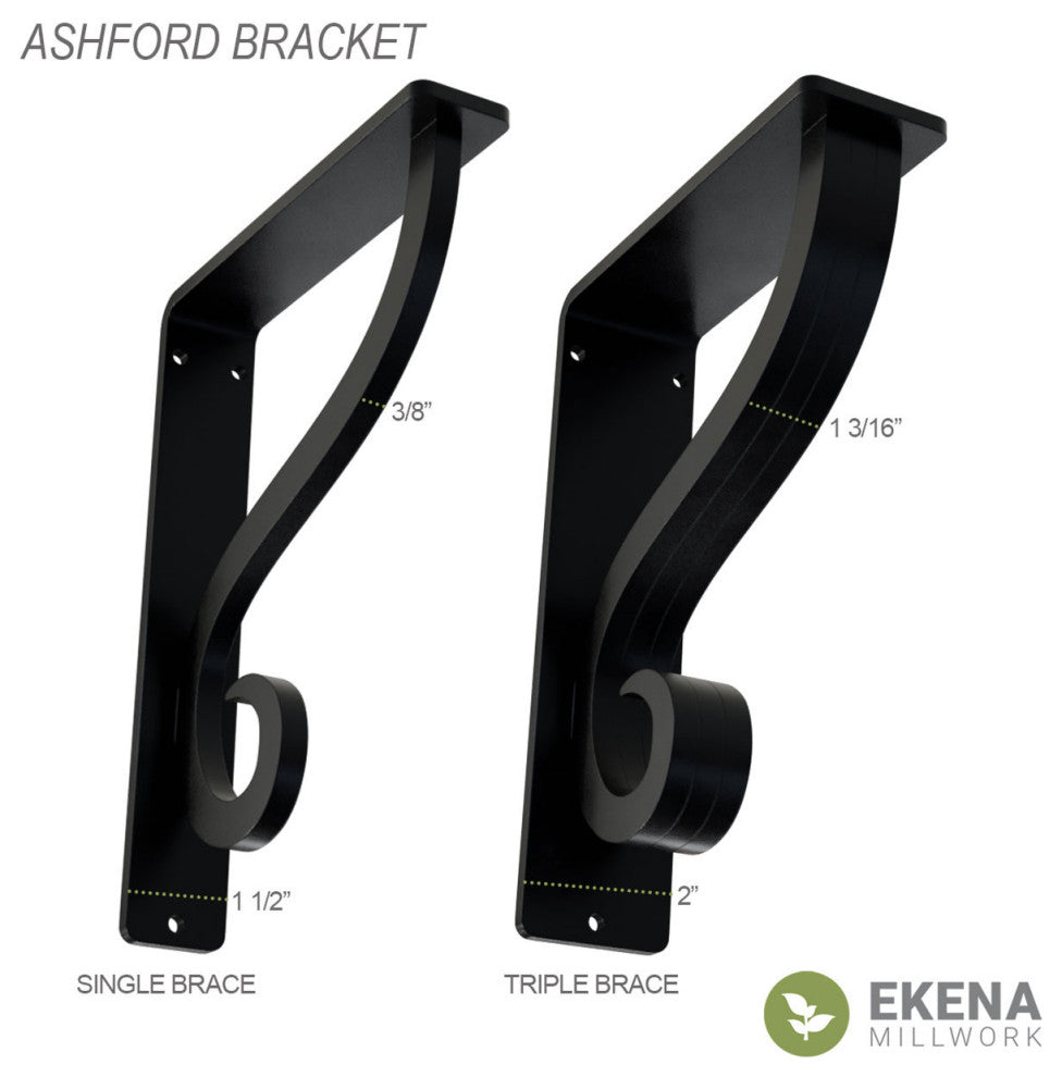 1 1/2"x5 1/2"x8" Ashford Single, Wrought Iron Bracket