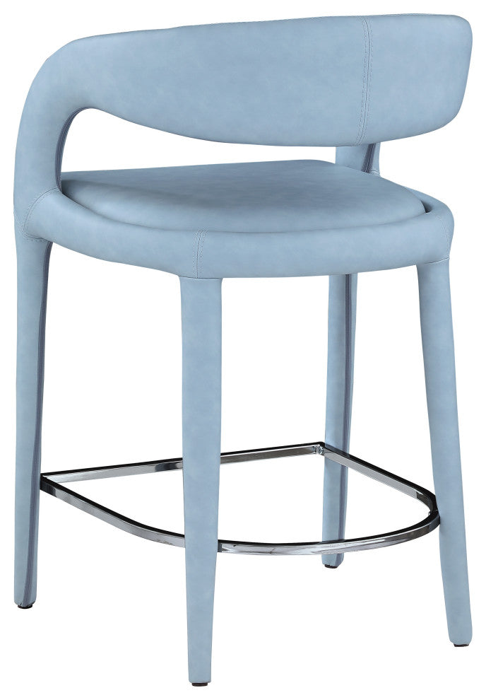 Sylvester Faux Leather Stool, Light Blue